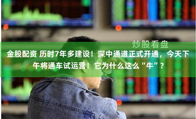 金股配资 历时7年多建设！深中通道正式开通，今天下午将通车试运营！它为什么这么“牛”？